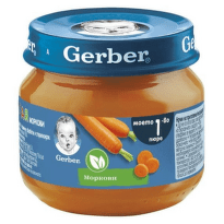 Gerber Храна за бебета Пюре от моркови моето 1-во пюре, 80g, бурканче