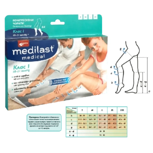 Medilast Medica компресивен чорап при разширени вени клас I 3/4 XL