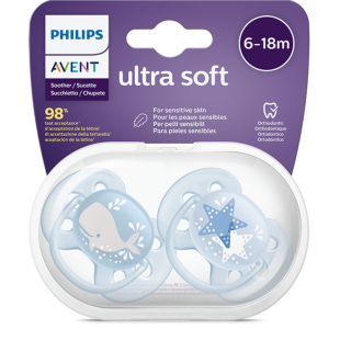 Ортодонтични залъгалки Ultra Soft кит 6-18м. 2бр Avent