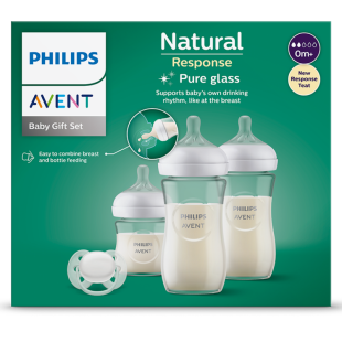 Сет серия Natural Response стъкло - бутилки и залъгалки Avent