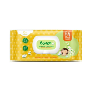 БОЧКО Влажни кърпички памук и лайка 84бр
