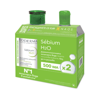 Bioderma sebium мицеларна вода 500мл + Bioderma sebium мицеларна вода 500мл с помпа комплект