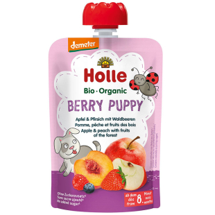 Holle Био пюре пауч с ябълка, праскова и горски плодове 8+ месеца 100г