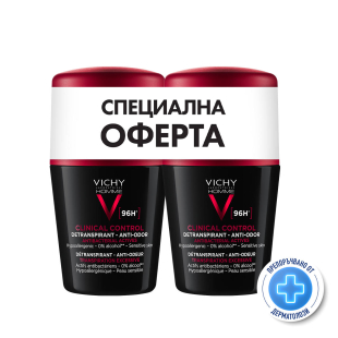 Комплект Vichy Homme Дезодорант Clinical Control рол-он ефект 96ч 2х50мл