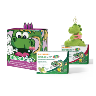 Комплект Хербал Септ Близалки за кашлица Ябълка 6 броя +  Близалки за кашлица Малина 6 броя