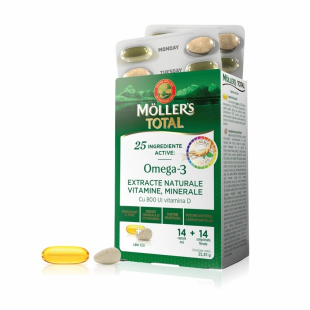 Moller's (Мьолерс) Total - намалява умората и изтощението, 14 капсули + 14 филмирани таблетки