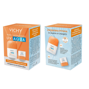 Комплект Vichy Soleil SPF50 UV AQUA Слънцезащитен флуид 50мл+ UV AQUA Стик 10г 090226