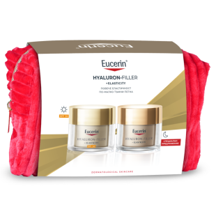 Комплект Eucerin Hyaluron-Filler + Elasticity Дневен крем SPF30 50мл + Нощен крем 50мл + несесер