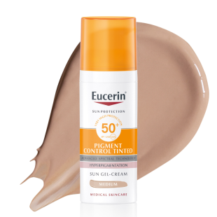 Eucerin pigment control оцветен слънцезащитен гел-крем за лице spf50+ тъмен,  50мл