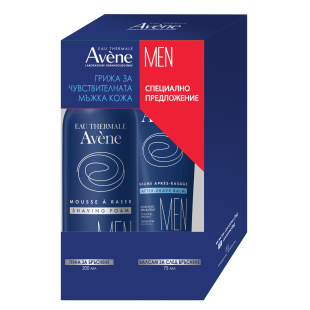 Avene men пяна за бръснене 200мл + avene men балсам след бръснене 75мл комплект