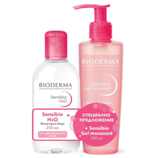 Bioderma promo sensibio h2o мицеларна вода 250мл + измивен гел 200мл