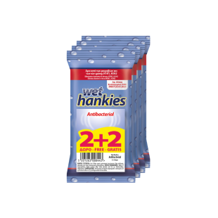 Wet hankies clean антибактериални влажни кърпи 2+2