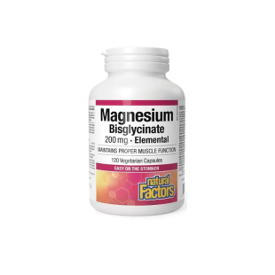 Магнезий (бисглицинат) капсули за нормална мускулна функция 200мг х120 Natural Factors