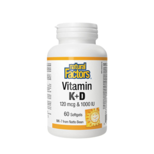 Витамин К2 120 мкг и D3 1000 IU за кости и зъби х60 Natural Factors