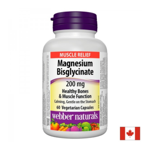 Магнезий бисглицинат капсули при мускулни крампи 200мг х60 Webber Naturals