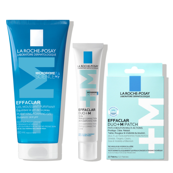 La roche-posay effaclar гел акне почистващ 200мл. + Effaclar Duo+ M крем против несъвършенства, белези и черни точки 40мл. + Effaclar Unspot пачове х 22 броя