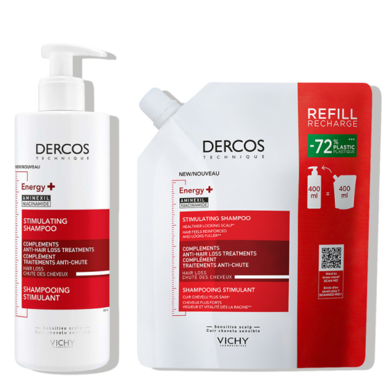Vichy Dercos Energy+ шампоан при косопад 400мл. + Шампоан при косопад рефил 400мл.