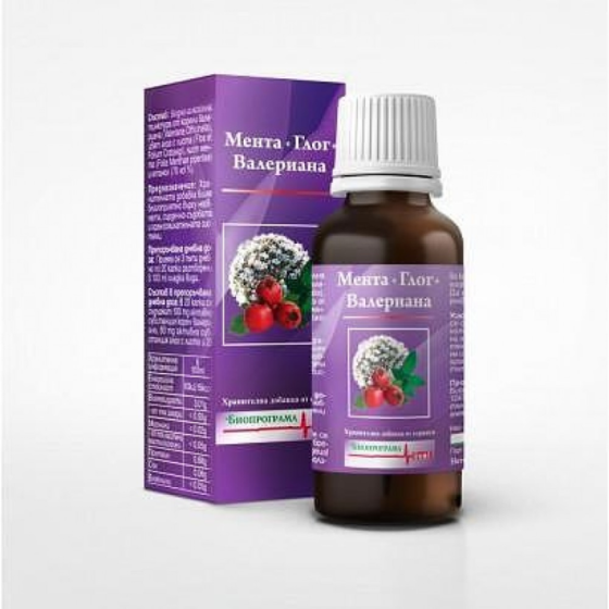 Тинктура мента глог и валериана при напрежение Биопрограма