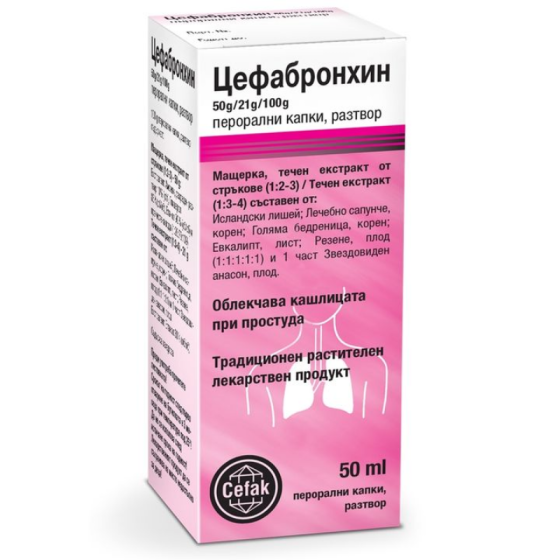 Цефабронхин перорални капки при кашлица 50мл Cefak