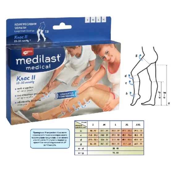 Medilast Medica компресивен чорап при разширени вени клас II 7/8 XL