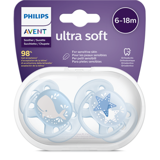 Ортодонтични залъгалки Ultra Soft кит 6-18м. 2бр Avent