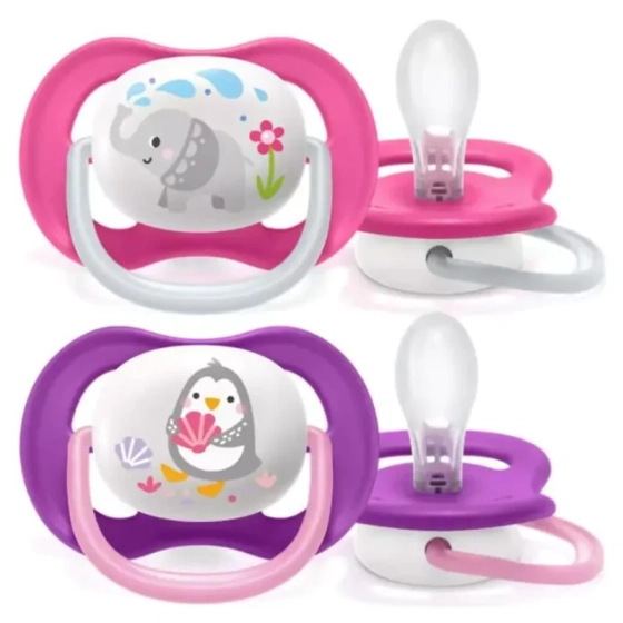 Ортодонтични залъгалки Ultra Air Animals Girl 6-18м. 2бр Avent