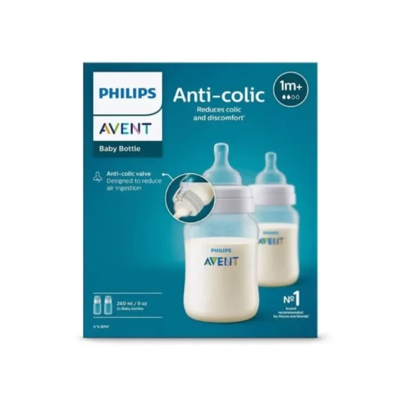 Бутилка Anti-Colic 260 мл биберон 2дупки 1м+ х2 Avent