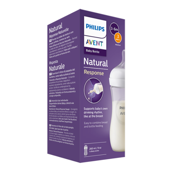 Бутилка Natural Response 260мл 3м+ с биберон с поток 3 Avent