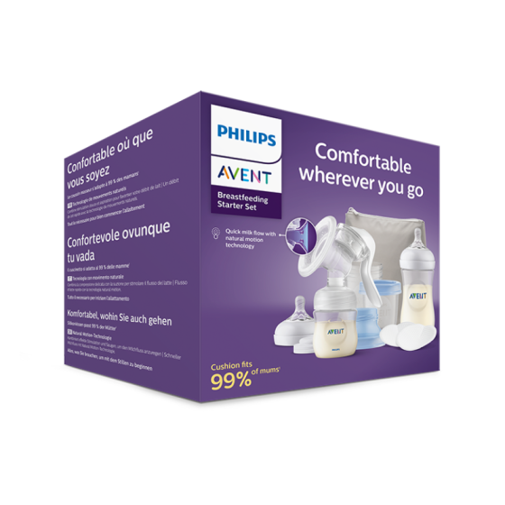 Начален комплект за кърмене с ръчна помпа за кърма Natural Motion Avent