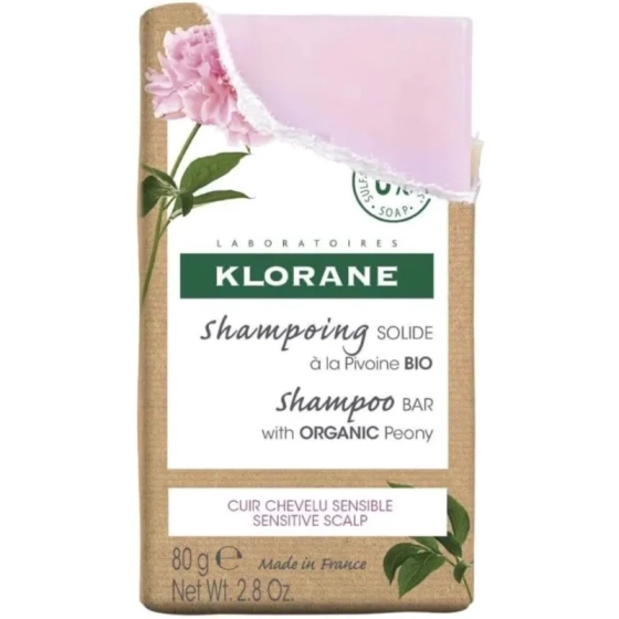 Klorane Peony Твърд шампоан за чувствителен скалп с органичен божур x80 грама