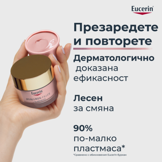 Eucerin hyaluron-filler+elasticity SPF30 Rose озаряващ дневен крем 50мл