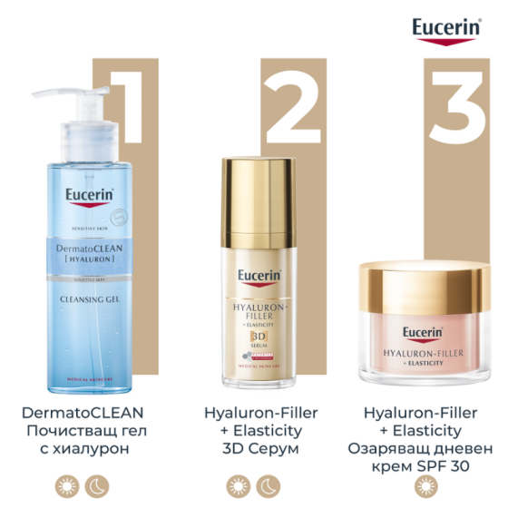 Eucerin hyaluron-filler+elasticity SPF30 Rose озаряващ дневен крем 50мл