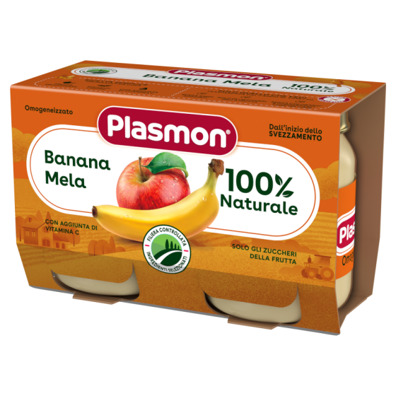 Плодово пюре банан с ябълка за деца 6М+ 104гр х2 Plasmon