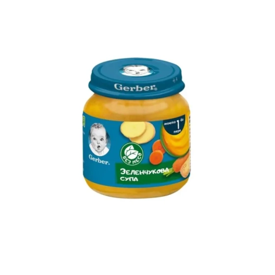 Gerber Храна за бебета Пюре зеленчукова супа моето 1-во пюре, 125g, бурканче