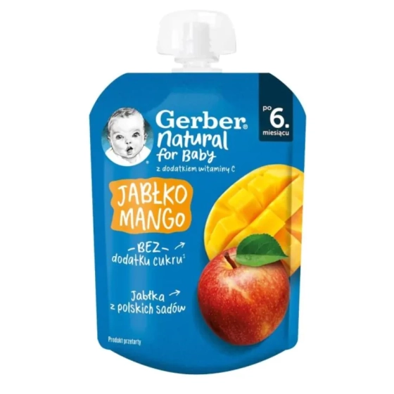 Gerber Natural for baby Пюре от ябълка и манго от 6-ия месец, 80g, пауч