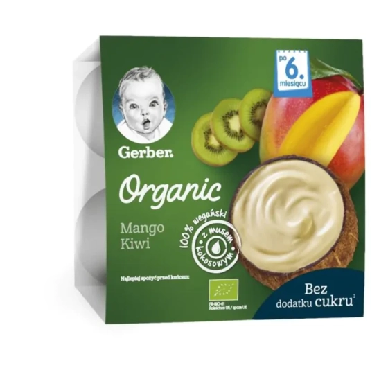 Gerber Organic Десерт от манго, киви и кокос от 6-ия месец, 360г (4бр.)