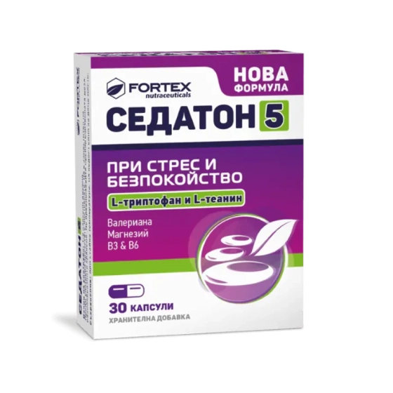 Седатон - 5 капсули при стрес и безпокойство х30 Fortex