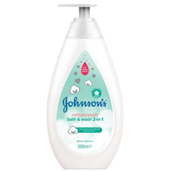 Johnson’s Baby CottonTouch 2в1 Бебешки шампоан за коса и тяло за новородени 500 мл