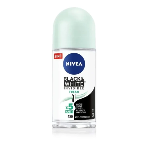 Nivea дезодорант рол-он дамски blacк&white fresh 50мл