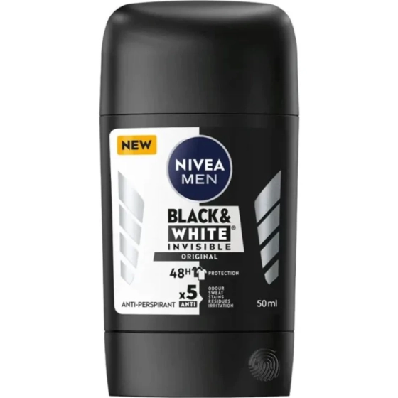 Nivea Men Black & White Invisible Original Дезодорант стик против изпотяване за мъже 50 мл