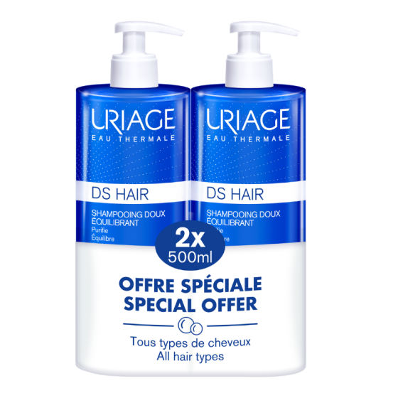Uriage DS Hair Нежен балансиращ шампоан 500мл х2 броя