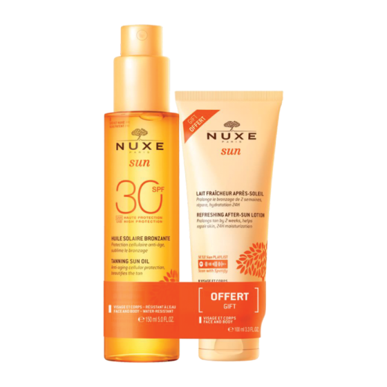 Nuxe Sun Слънцезащитно олио за тен SPF30 150мл + Nuxe Sun Освежаващ лосион за след слънце 100мл