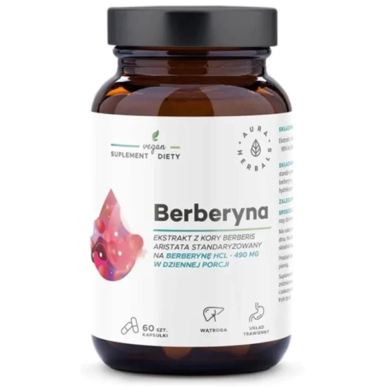 Берберин добавка за контрол на кръвна захар и холестерол 490 мг х 60 капсули Aura Herbals