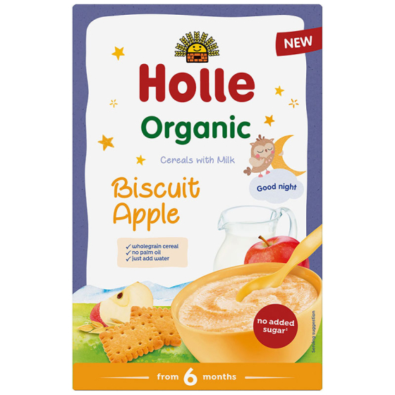 Holle Био млечна каша с бисквити и ябълка 6+ месеца 250г
