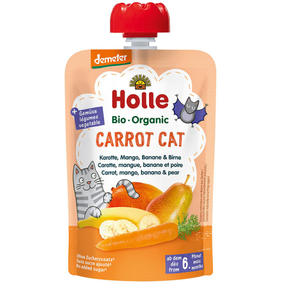 Holle Био пюре пауч с морков, манго и банан 6+ месеца 100г