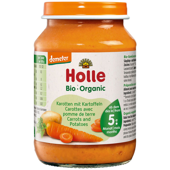Holle Био пюре с морков и картоф 5+ месеца 190г