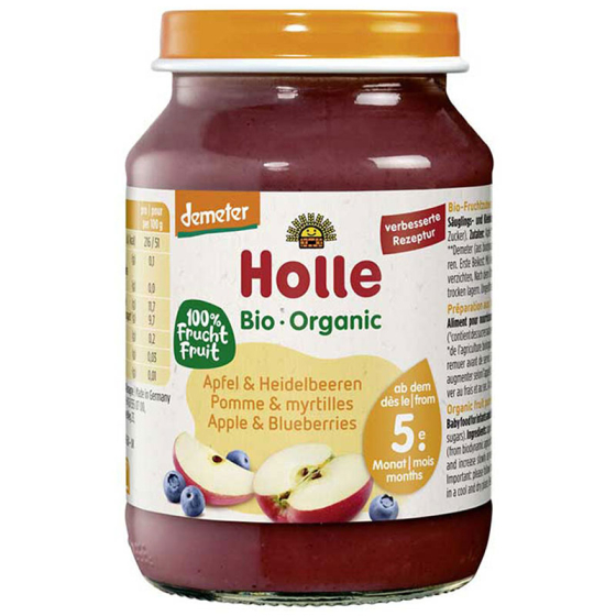 Holle Био пюре с ябълка и боровинка 5+ месеца 190г