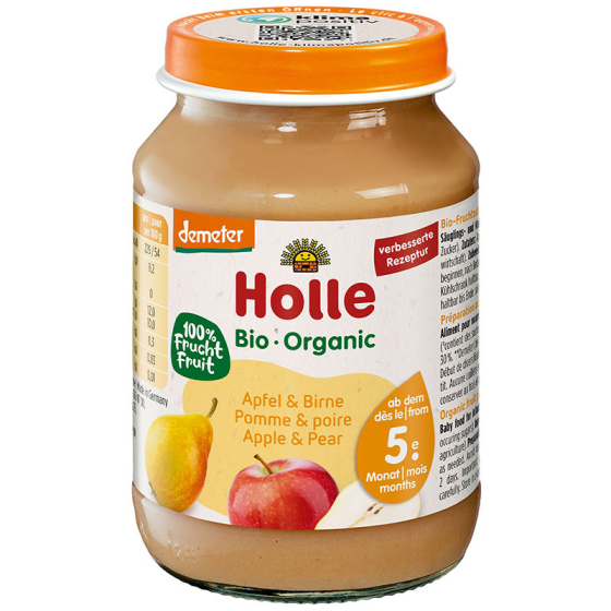 Holle Био пюре с ябълка и круша 5+ месеца 190г