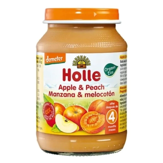 Holle Био пюре с ябълка и праскова 5+ месеца 190г