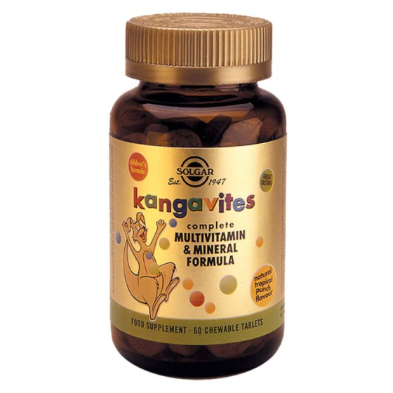 Solgar Kangavites Мултивитамини за деца с вкус на тропически плодове 60 дъвчащи таблетки